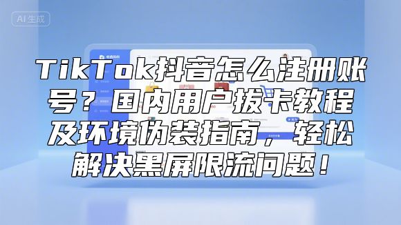 TikTok抖音怎么注册账号？国内用户拔卡教程及环境伪装指南，轻松解决黑屏限流问题！