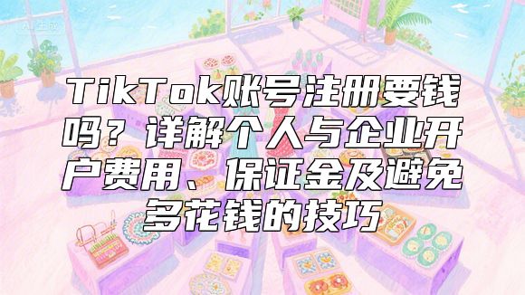 TikTok账号注册要钱吗？详解个人与企业开户费用、保证金及避免多花钱的技巧