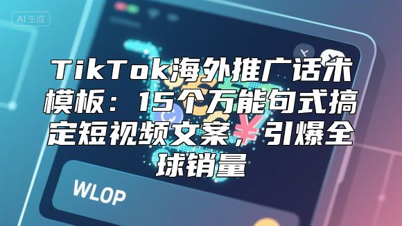TikTok海外推广话术模板：15个万能句式搞定短视频文案，引爆全球销量