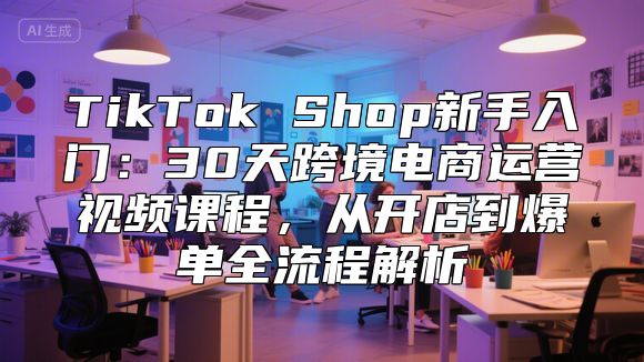 TikTok Shop新手入门：30天跨境电商运营视频课程，从开店到爆单全流程解析
