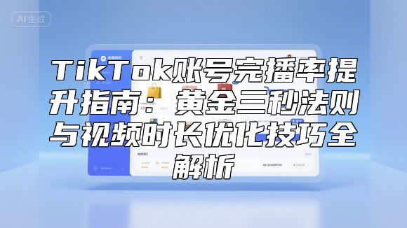 TikTok账号完播率提升指南：黄金三秒法则与视频时长优化技巧全解析