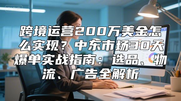 跨境运营200万美金怎么实现？中东市场30天爆单实战指南：选品、物流、广告全解析