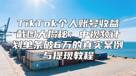 TikTok个人账号收益截图大揭秘：中视频计划单条破6万的真实案例与提现教程