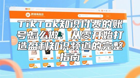 TikTok知识付费的账号怎么做：从零开始打造盈利知识频道的完整指南