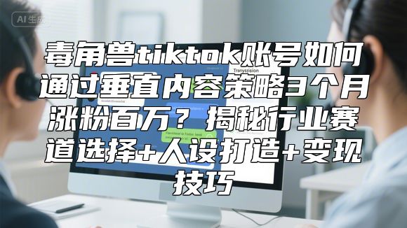 毒角兽tiktok账号如何通过垂直内容策略3个月涨粉百万？揭秘行业赛道选择+人设打造+变现技巧